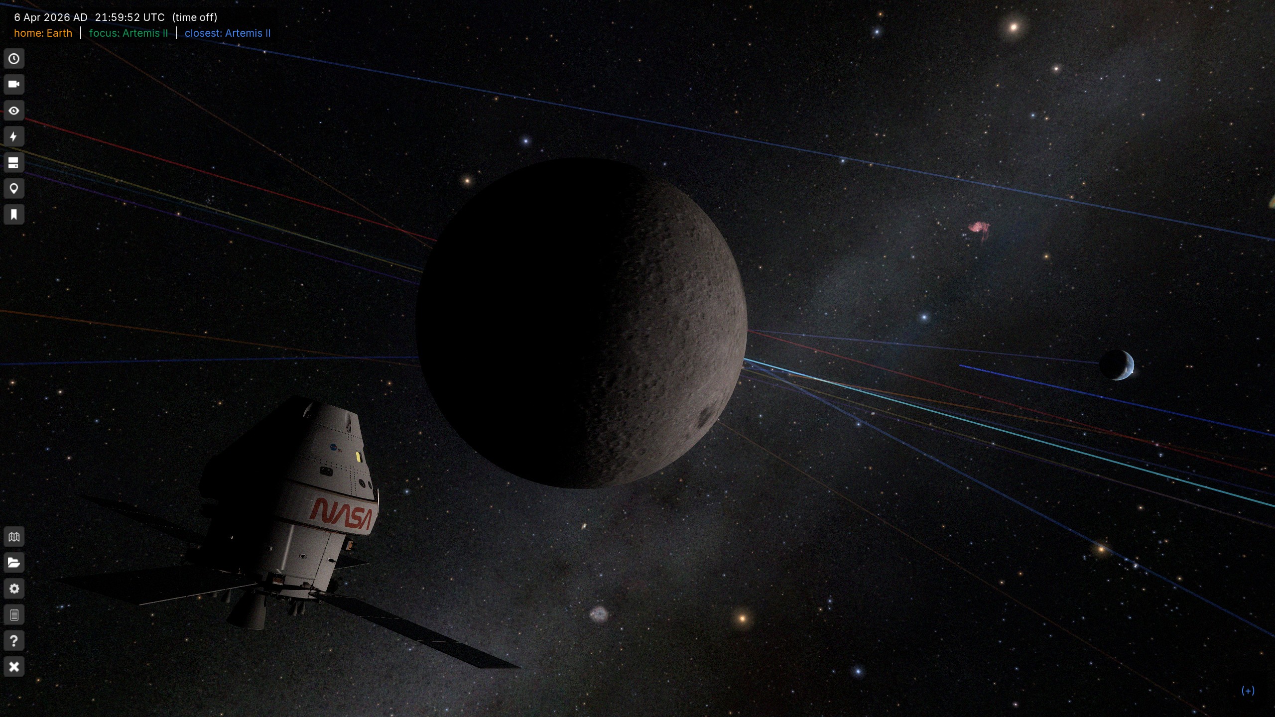 Orion from Artemis-II with the Moon and Earth.