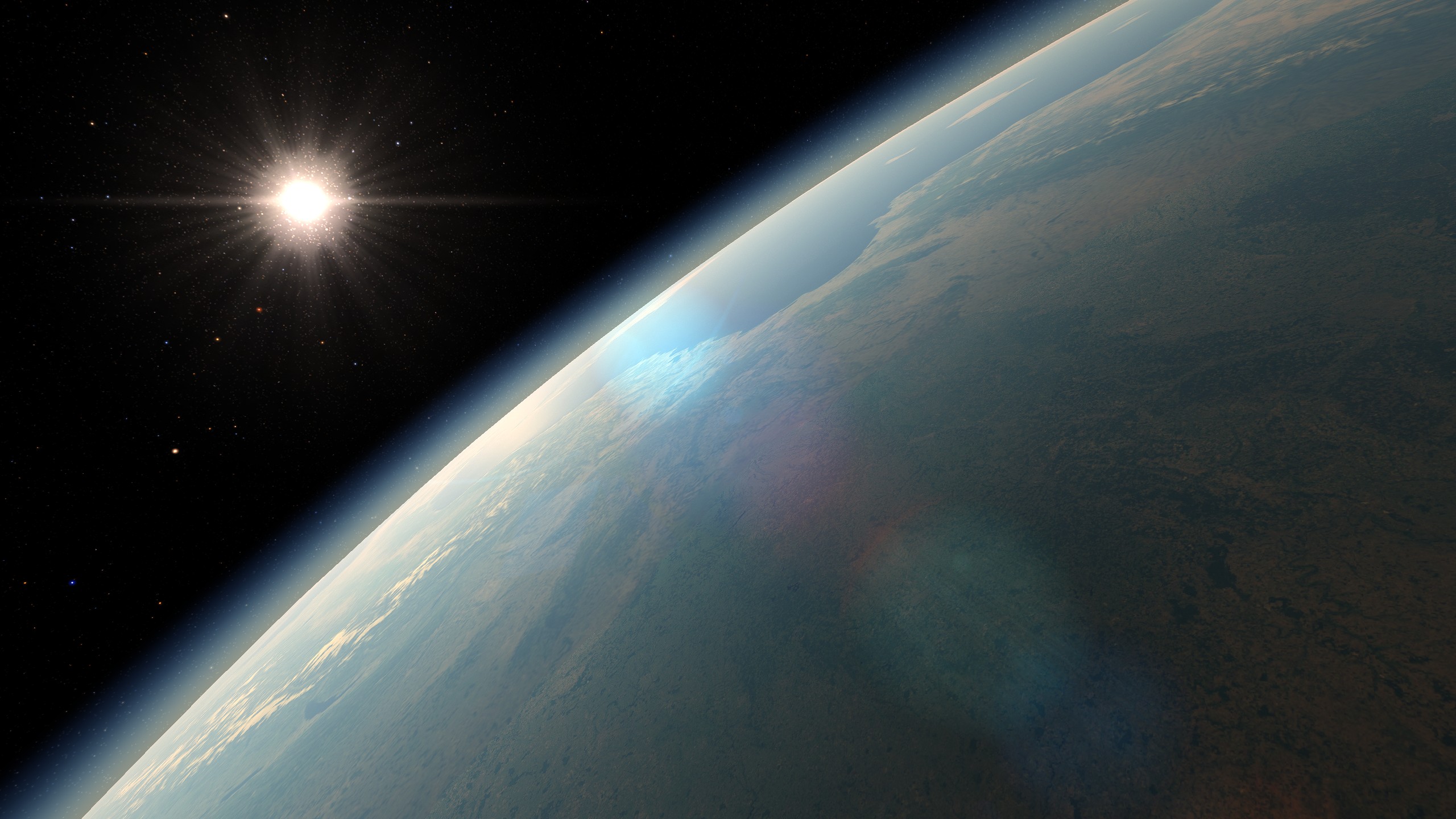 The Earth and the Sun in a breathtaking scene.